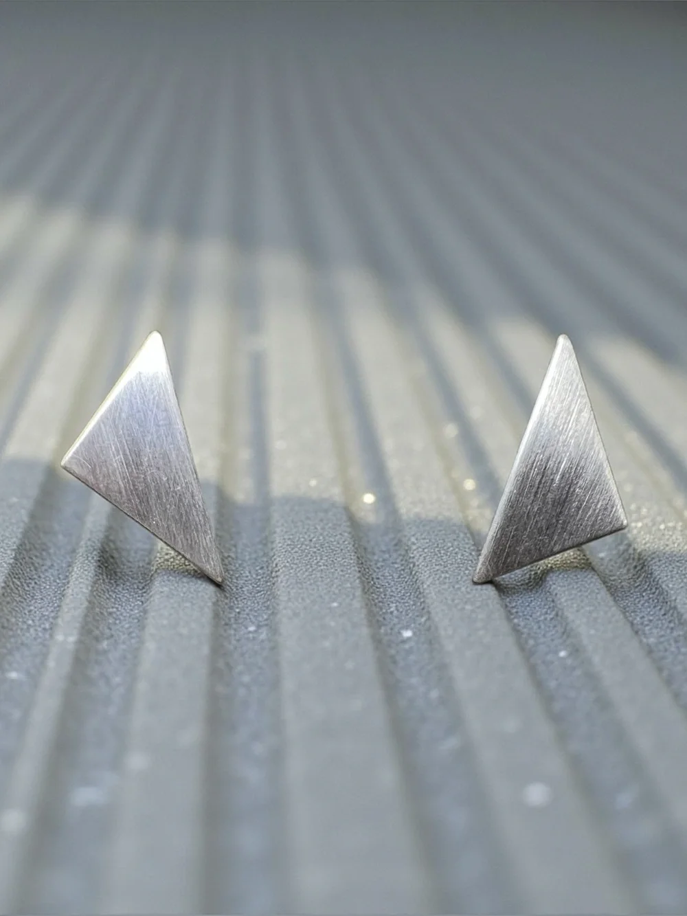 Minimalist Triangle Steel Loop  Earrings - Silver